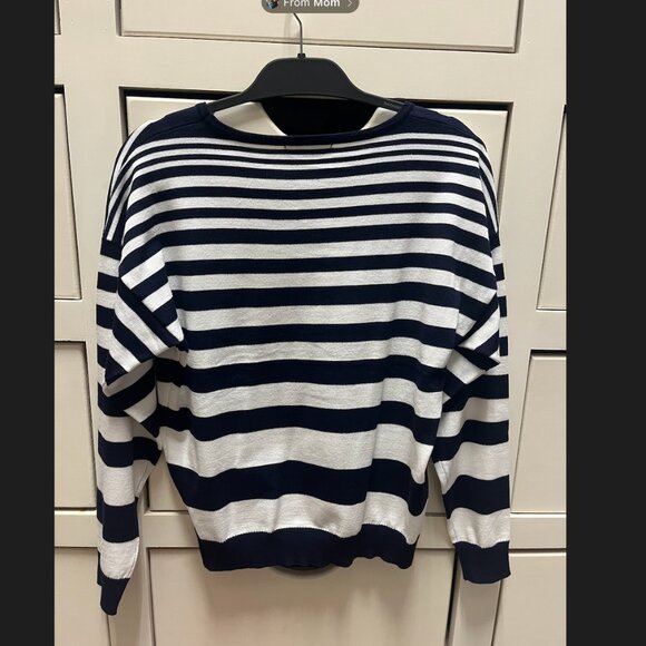 NWOT Cable & Guage Navy & White Striped Sweater - Picture 2 of 6